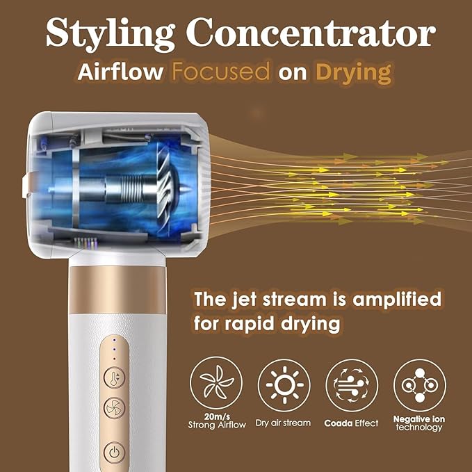 7 in One Blow Dryer Brush, Negative Ion Hair Dryer Brush Set Upgrade Hot Air Brush Air Styler Curling Wrap Air Curler, Curling Iron Hair Styling Tools As A Gift for Straight/Curl/Drying/Smoothing