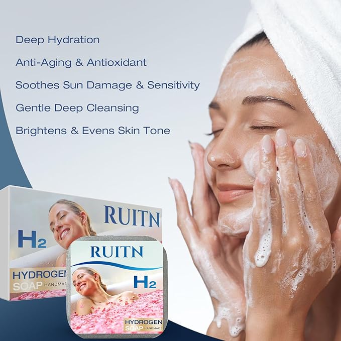 Hydrogen Bath Bar Soaps, H2 Soap Bar with Refreshing Botanical Scent, for Bathing, Washing Face & Hands, Deep Hydration & Anti-Aging for All Skin Types,Hydrogen-rich Face Soap 2 Bars