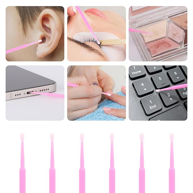 Tbestmax 2000 Pcs Micro Applicator Brush, Micro Swabs, Disposable Eye Lashes Mascara Wands for Eyelash Extension - Pink