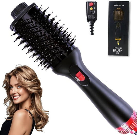 4-in-1 Hair Dryer Brush - Brush Blow Dryer Hot Air Styler for Frizz-Free Blowouts, Salon Volumizer & Straightener with ALCI Safety Plug, 3 Heat Settings(KD312)