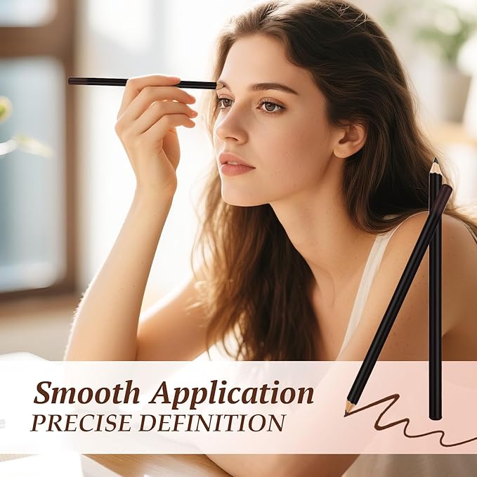 Sharpenable Eye Pencil with Sharpener, 2 in 1 Eye Liner Pencil & Eyes Brow Pencils, Long Lasting Smooth No Smudging Waterproof Eyeliner for Women Girls - Suitable for Eyeliner & Eyebrows (Black)