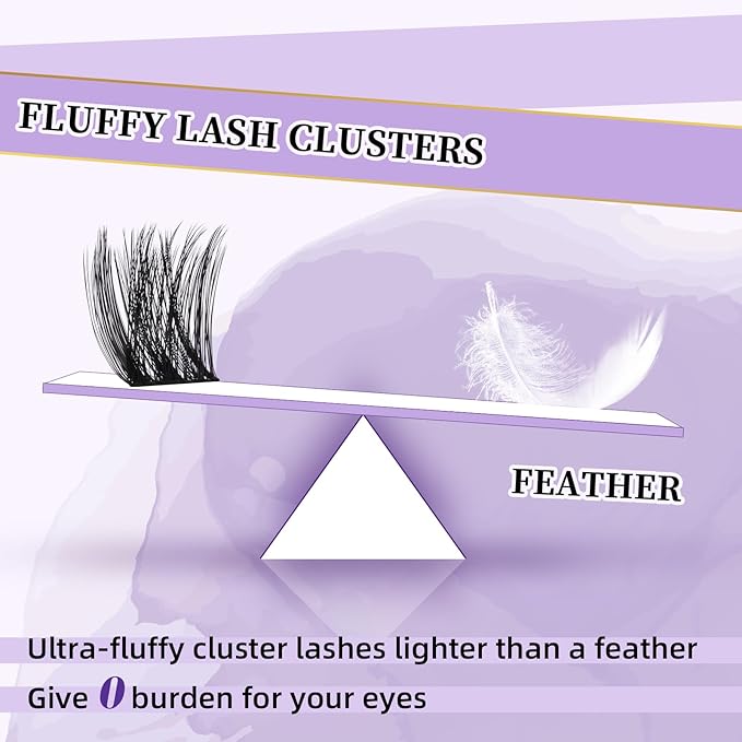 Lash Clusters F01 Fluffy Individual Lashes 84 Pcs Ultralight Eyelash Clusters DIY Cluster Eyelash Extensions at Home Wispy Lash Extension Light as Feather Cluster Lashes (F01-D-8-18mm)