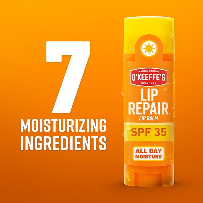 O'Keeffe's Lip Repair SPF 35 Lip Balm - Stick (3 Pack) - Sun-Safe Moisturizer for Extremely Cracked, Dry Lips