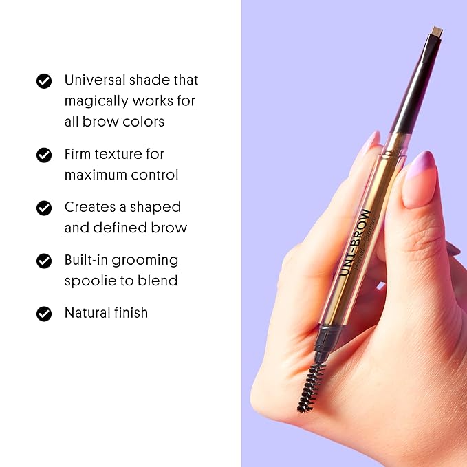 Winky Lux Uni Brow Eyebrow Pencil, Dual Sided with Spoolie, Longwearing Waterproof Eyebrow Crayon, Define Shape and Fill Brows, Brown, Blonde and Taupe Universal Shade