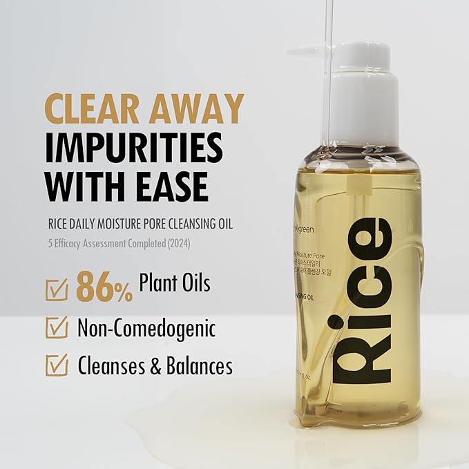 VEGREEN Rice Daily Moisture Pore Cleanser – Korean Skincare with 7-Plant Oil Complex | Gentle Makeup Remover for Oily Skin (5.07 fl oz)