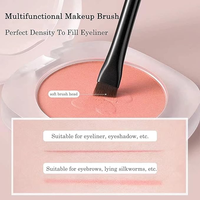 Ultra-Thin Eyebrow Brush Set - Raffaello 3Pcs Angled Precision Eyeliner Makeup Brushes, Cruelty-Free Synthetic Bristles Slanted Eyeshadow Eye Brow Tinting Kit (Black)