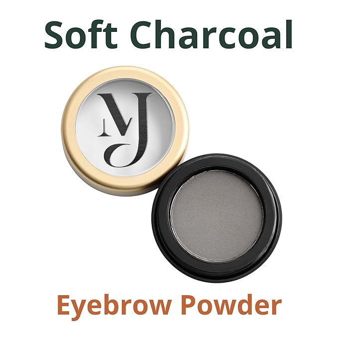 Marie-José Soft Charcoal Eyebrow Powder - Soft Subte Black Eyebrow Color - Effortless All-Day Brow Beauty - Compact Size 0.10oz for Purse or Travel Size - Made in USA