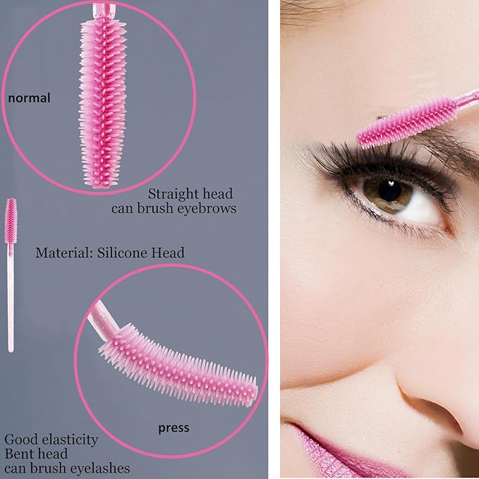 BIHRTC 100PCS Eye Lash Brush Mascara Wands Disposable Lip Applicators Silicone liner Brushes Makeup Tools Lashes Brush Eye Lash Extension for Women Girls Salon Beauty Cosmetic Make Up