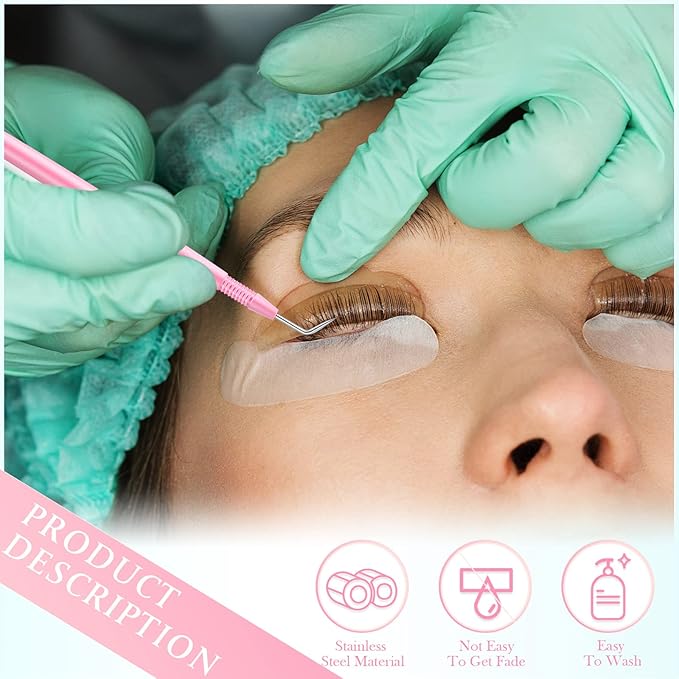 Chumia 2 Pieces 2 in 1 Lash Lift Tool Eyelash Separator Tool with Comb Stainless Steel Metal Lash Perm Lift Rods for Eyelash Eyebrow Comb Perming Tinting Curling Extension Supplies(Pink)