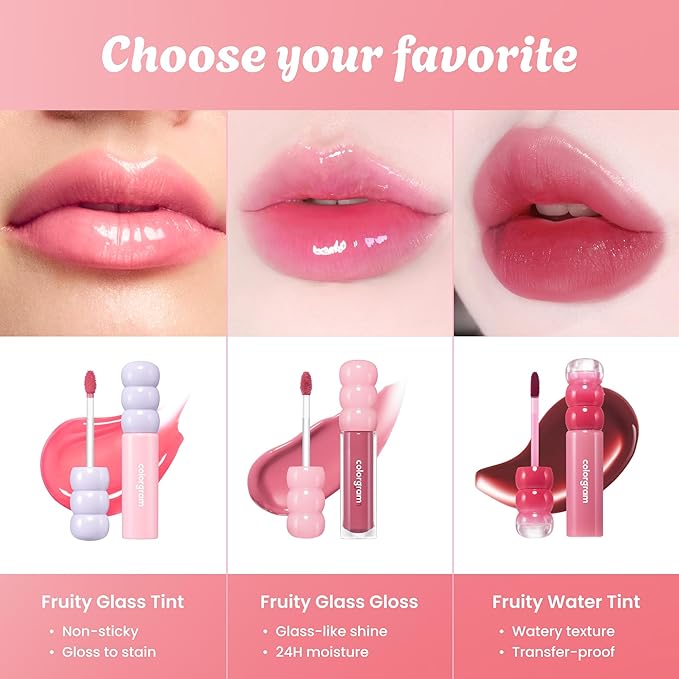 COLORGRAM Fruity Glass Tint 09 Heartful Mulberry | Korean Long Lasting & Waterproof Lip Stain | Highly Pigmented Daily Mauve Plum Shade with Glowing effect, Buildable & Blendable 0.11 Oz.