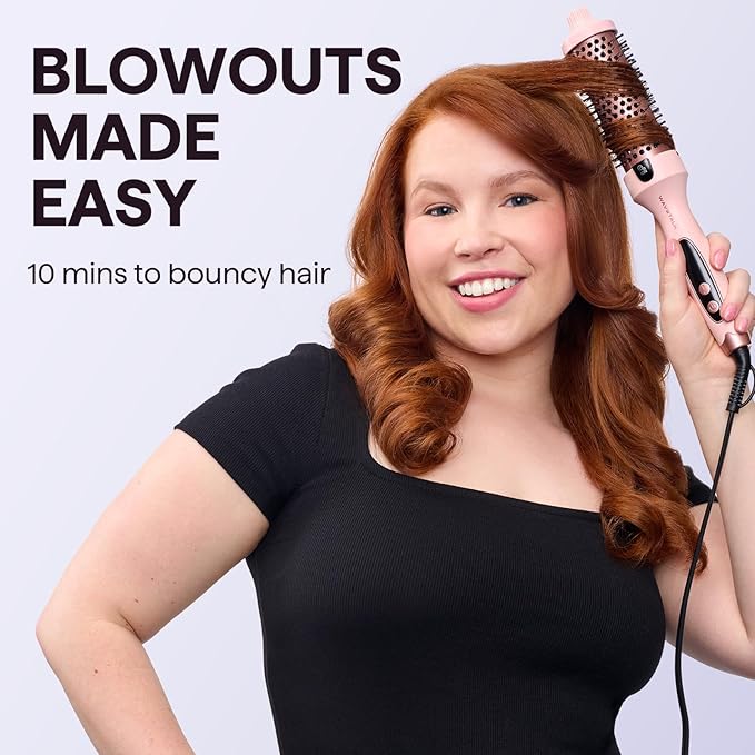 Wavytalk Blowout Boost Thermal Brush, 1.5 inch Heated Round Brush Curling Iron for Blowout Look, Dual Voltage, Ceramic Tourmaline, Ionic Technology, 5 Temperature Settings