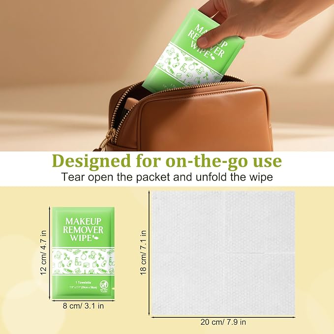 Makeup Remover Wipes Individually Wrapped, 200 Pcs Gentle Facial Cleansing Towelettes Alcohol Free, Perfect Travel Essential and Bachelorette, Wedding, Party Favor