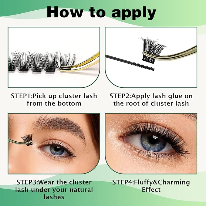 Lash Clusters 96pcs Individual Lashes Y03 D Curl 10-18MIX Cluster Lashes KEYYOU Volume Wispy Lash Extension Soft&Comfortable Easy DIY at Home(Y03 D-10-18MIX)