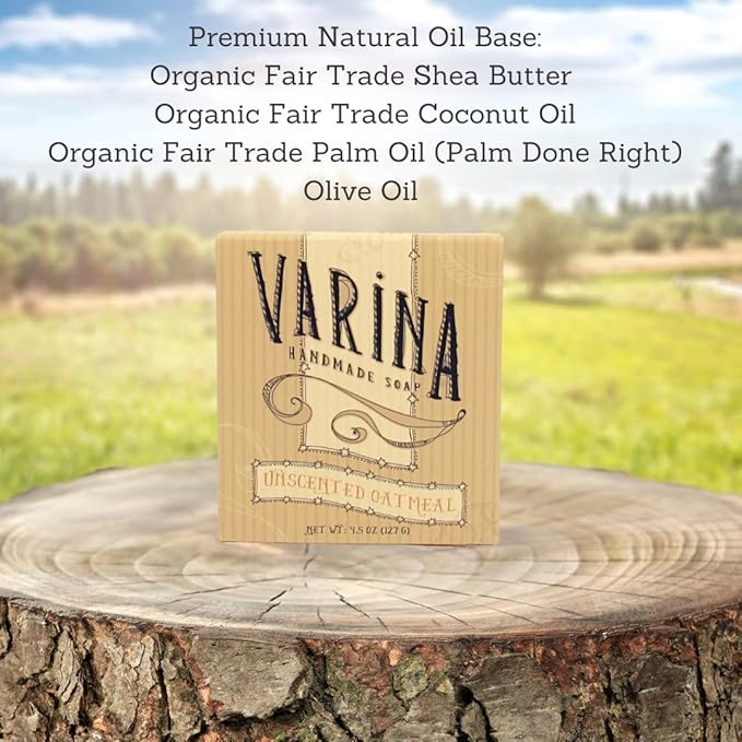 Organic Unscented Oatmeal Bar Soap - Gentle Cleansing for Sensitive Skin, Unscented - 3 Pack