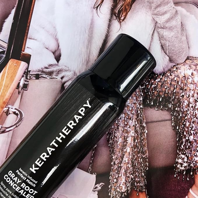Keratherapy Keratin Infused Perfect Match Gray Root Concealer Spray, Dark Brown, 3 oz, 118 ml - Root Cover Up Spray to Hide Gray Roots - Keratin Therapy Hair Darkening & Temporary Scalp Concealer