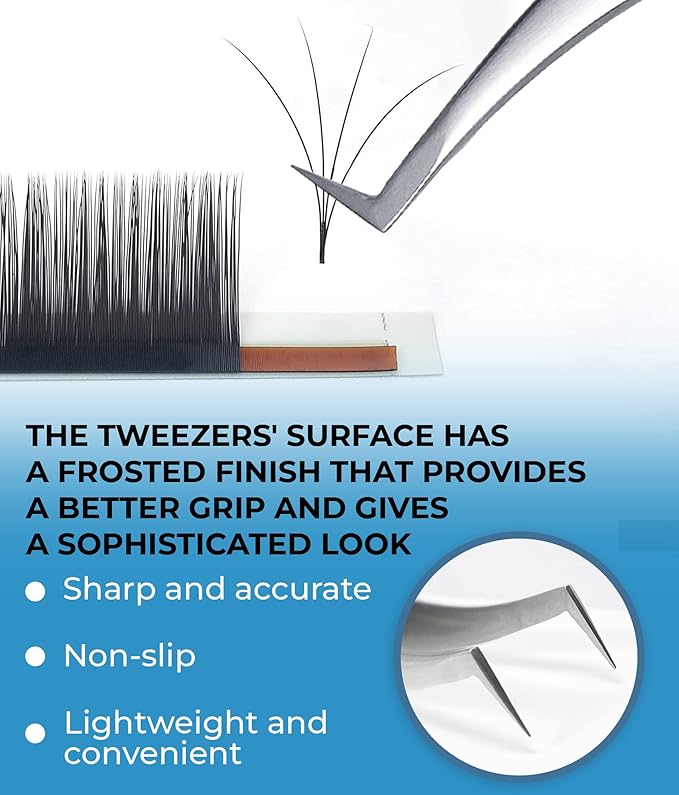 Stacy Lash STL-6 Eyelash Extension Tweezers/Precision Tool for False Lashes Application & Premade Fans/Supplies for Volume Extensions/Curved Tweezer Tip/Beauty Accessories/Eyelashes Tools