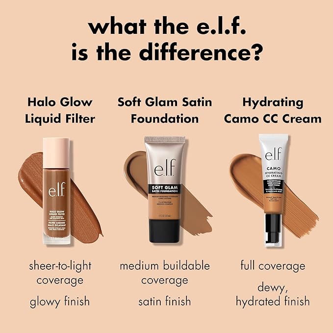 e.l.f. Soft Glam Foundation, Medium Coverage, Long-Lasting & Buildable Foundation For A Smooth, Satin Finish, Vegan & Cruelty-Free, 54 Deep Neutral