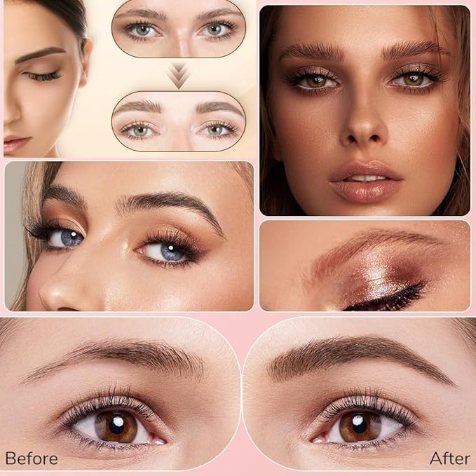 Microblading Eyebrow Pen, 2025 New Premium Waterproof Eyebrow Pencil, Eye Brow Pen with 4 Tip, Long-Lasting Natural Magic Eyebrow Makeup Fine Stroke Contouring Pencil Stay on All Day (Dark Brown)