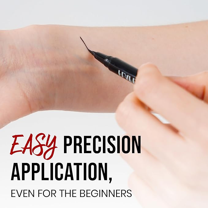 NOON'S UP Flat Eye-Liner - Waterproof Liquid Eyeliner Pen | Ultra-Slim & Bold Black Eyeliner | Quick-Dry & Waterproof Liquid Liner | Look-Defining Black Pen (0.018 Fl. Oz.)