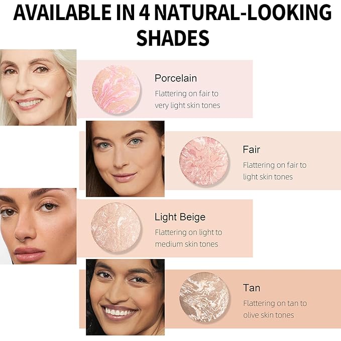 Baked Luminous Pressed Powder–Glow-Infused Foundation,Highlighter & Setting Powder in One–Color-Correcting,Oil-Control,Long-Lasting Coverage for All Skin Tones 01