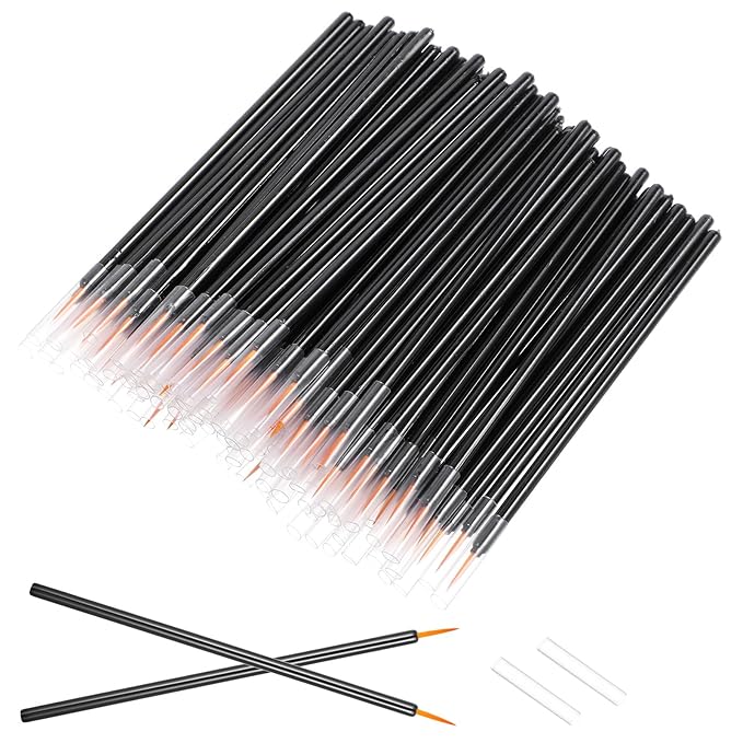 100 Pack Disposable Eyeliner Applicator Eyeliner Brushes Fine Point Ultra-Fine Point Eye Liner Applicator Eye Liner Brush Fine Black Cosmetic Eye Wands Makeup Brushes Tools For Women (Black)