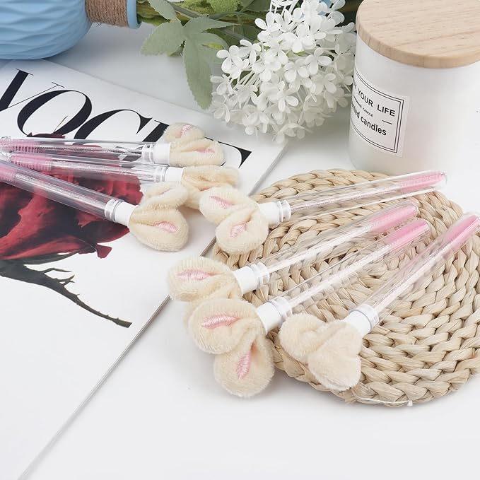 20 PCS Disposable Mascara Wand Tube Sets Tube Rabbit Ear Lash Spoolies For Eyelash Extensions Mascara Brush Disposable Empaty Eyebrow Brush Applicators Makeup Tool (Style#4)