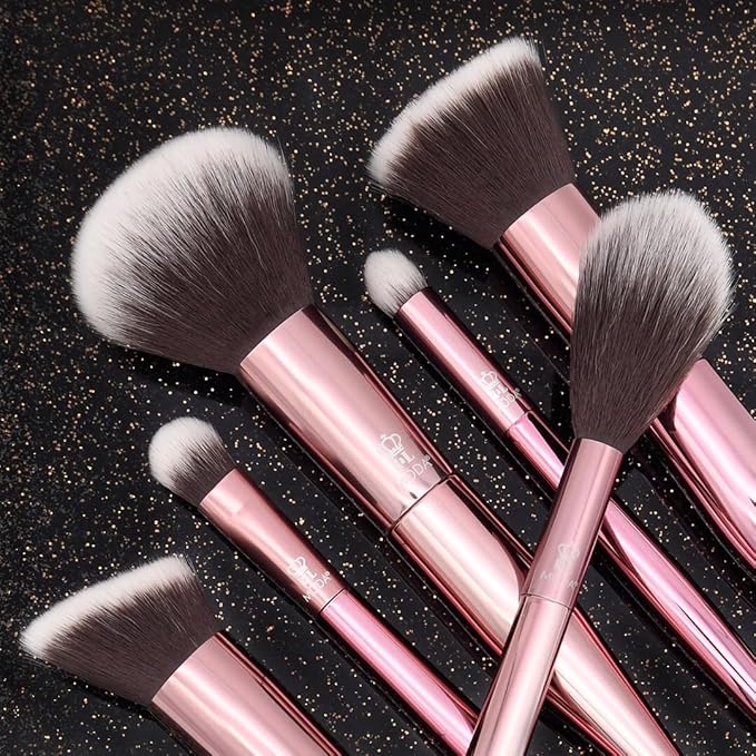 MODA Limited Edition 6PC Rose Makeup Brush Kit, Includes - Powder, Angle Blender, Complexion, Diffuser, Shadow, and Smoky Eye Brushes