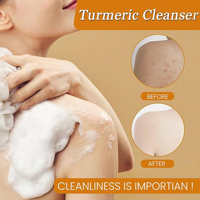 Turmeric Wash and Care Three Piece Set, Turmeric Trio: Facial Wash, Cleansing Mousse & Soap for Skin Care, Turmeric Cleansing Exfoliating Pads, Turmeric Face Wash for Face & Body
