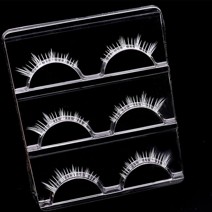 Lower Eyelashes White Lashes Cosplay White False Eyelashes Bottom White Fake Eye Lashes Natural Halloween Costume Party Eye Lashes Tool Stage Performance (MQ16)