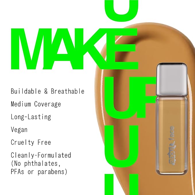 about-face THE PERFORMER Skin-Focused Foundation MD1Olive – Medium Coverage, Long-Wear, Breathable & Buildable Base – Clean, Vegan, Hydrating Formula with Blue Agave & Chlorella – 1.08oz