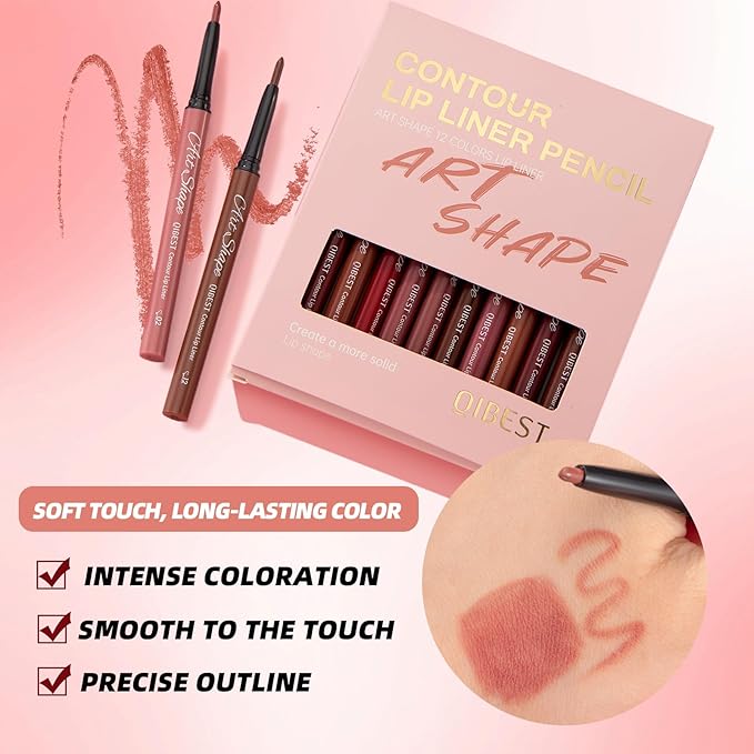 12 Colors Matte Velvet Lip Liner Set, Long Lasting Waterproof Lipstick Pencil, Smooth Glide Nude Pink Red Brown Lipliners for Lip Contour & Fill, Non-Smudge Matte Lip Makeup Set for All Skin Tones