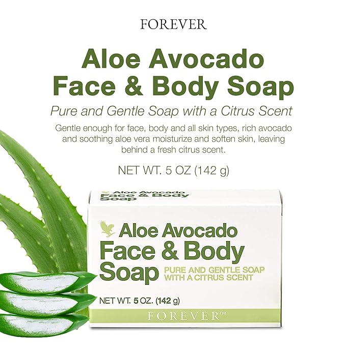 Forever Living - Aloe Avocado Face and Body Soap - Fresh Citrus Scent for Gentle Cleansing and Soft, Supple Skin - Vegan and Gluten-Free - Pack of 1
