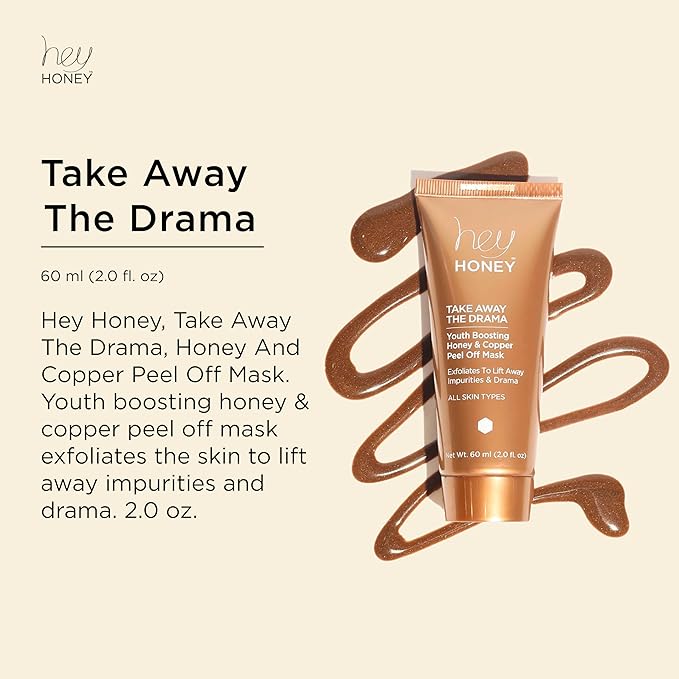 Hey Honey Skincare Copper Peel Off Face Mask with Honey, Propolis & Aloe | Hydrating & Exfoliating Facial Mask for Glowing Skin, Pore Cleansing & Anti-Aging Facial for Dull, Tired Skin 2.2 oz.