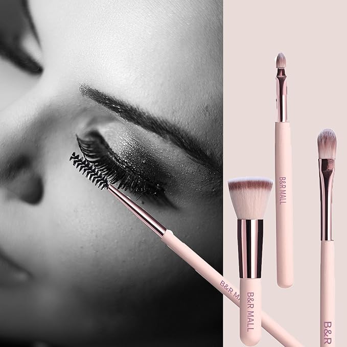 B&R MALL Premium Makeup Brush Set with LED Mirror – Supper soft Brushes for Flawless Foundation, Concealer, Eyeshadow & More | Lightweight, Versatile, Perfect for On-the-Go Touch-Ups (Champagne Gold)
