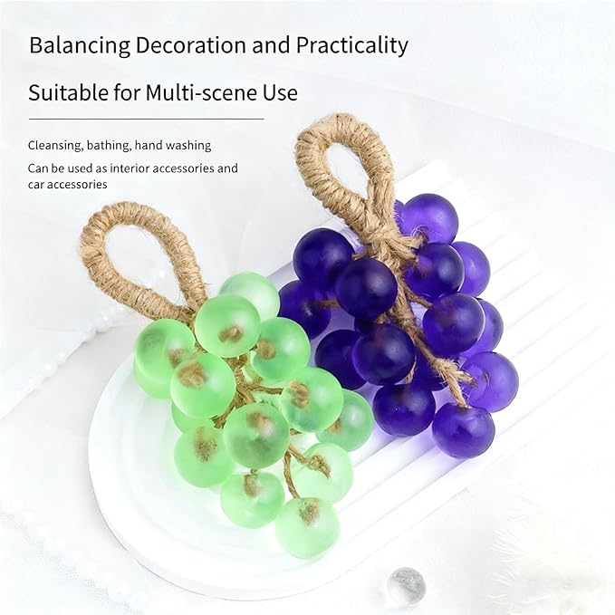 Personalized Original Handmade Crystal Grape Soap, Grape Soap DIY Kit on a Rope, Realistic Grapes Bunch Soaps Fragrance Cleaning for Bath & Gifts (1, Red(Rose Flavor))