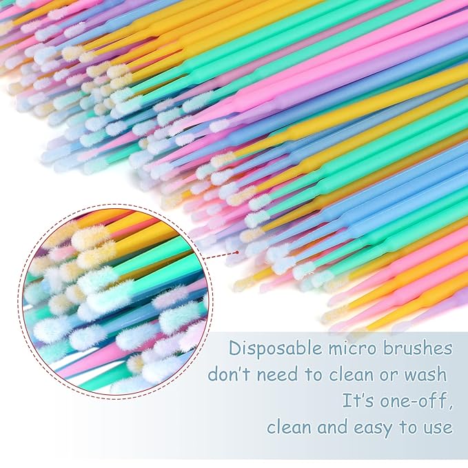 G2PLUS 500PCS Micro Cotton Swabs, Disposable Micro Applicators Brush for Makeup and Personal Care, Cosmetic Brush, Microswabs for Eyelash Extensions, Nails, Eyeliner (Head Diameter: 2.0mm)