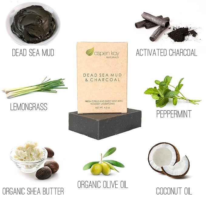 Soap Set - Made with Natural and Organic Ingredients. Gentle Soap. 1 Dead Sea Mud & Charcoal Soap - 1 Oatmeal Milk & Honey Soap - 1 Aloe Vera & Calendula Soap - 4.5oz Bar