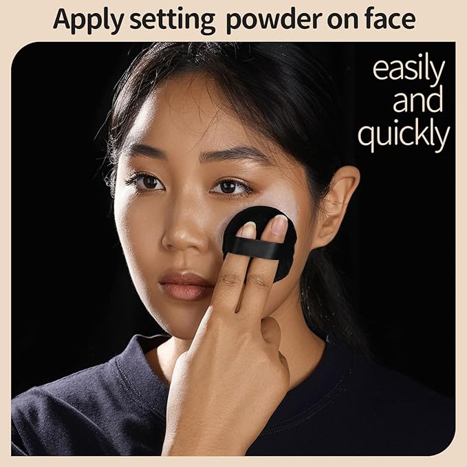 Teenitor 3Pcs Black Powder Puff, Powder Puffs, 2.36 Inch Setting Powder Puff,Powder Puffs for Face Powder Soft Powder Applicator for Loose Pressed Powder, Face Puff Makeup Puff Small with 3 Cases