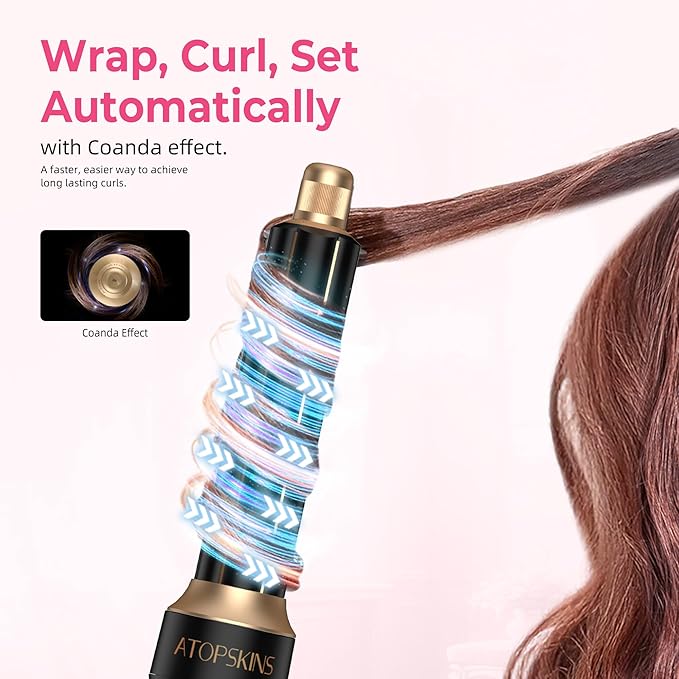 6 in 1 Blow Dryer Brush, Hair Dryer Brush Fast Drying 3 Heat Settings, Hot air Styler Auto Curling Straightening Voluming Smoothing for Women Salon & Travel Use (ALCI Plug)