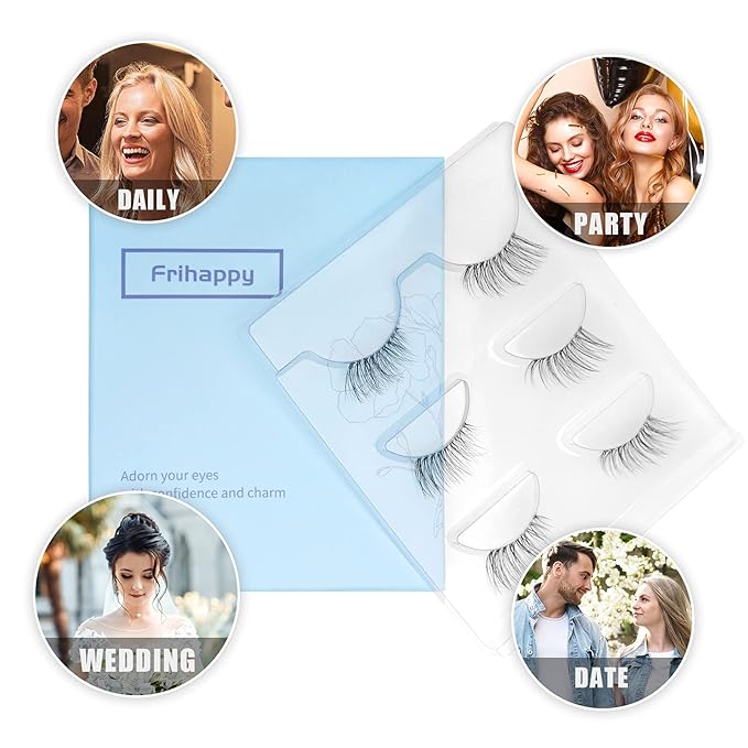 Frihappy Wispy Lashes - Natural Half Lashes, 3 Pairs HF3