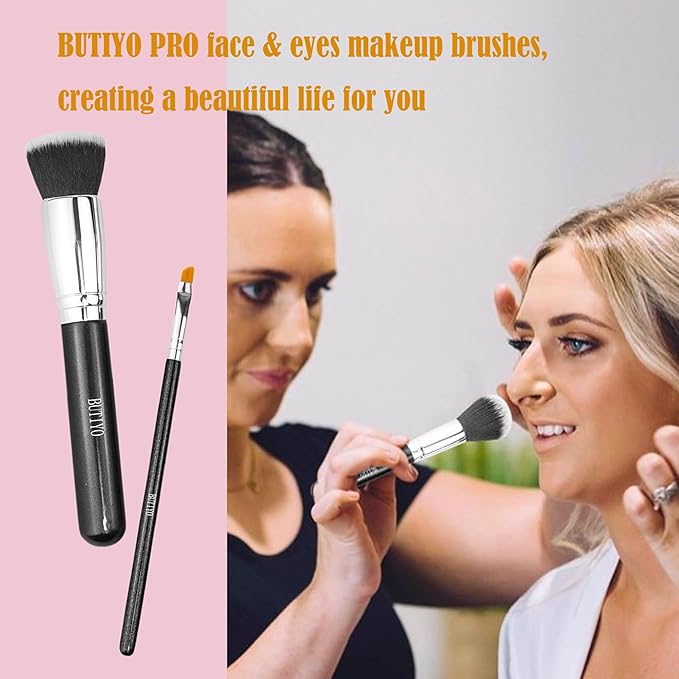 Makeup Brushes Set BUTIYO 15 Pcs Synthetic Foundation Powder Concealers Eye shadows Blush Eye Brow Makeup Brushes with black (15 PCS) FB029
