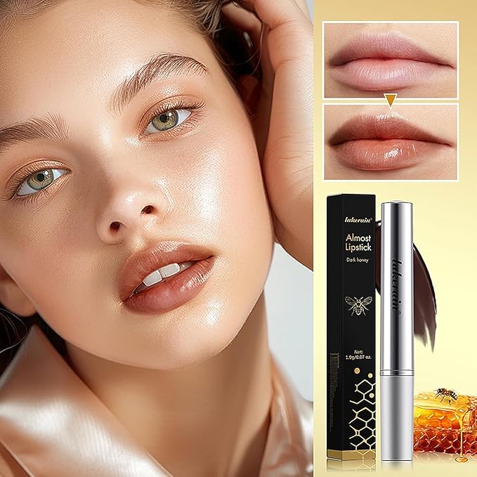 2PCS Honey Lipstick Tinted Lip Balm-Sheer Hydrating Lipstick for All Skin Tones-Moisturizing Lip Color, Nourishing Lip Balm with a Hint of Natural Black Cherry Tint (Black & Pink)