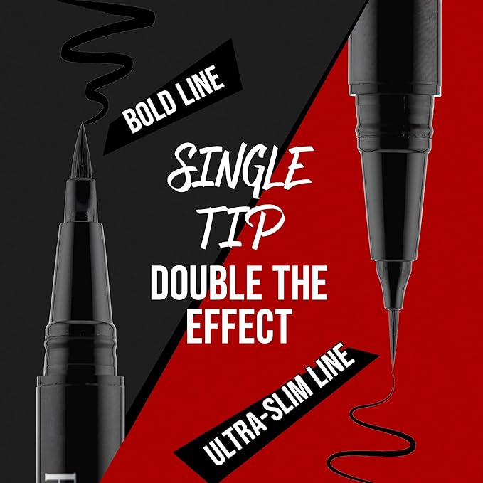 NOON'S UP Flat Eye-Liner - Waterproof Liquid Eyeliner Pen | Ultra-Slim & Bold Black Eyeliner | Quick-Dry & Waterproof Liquid Liner | Look-Defining Black Pen (0.018 Fl. Oz.)