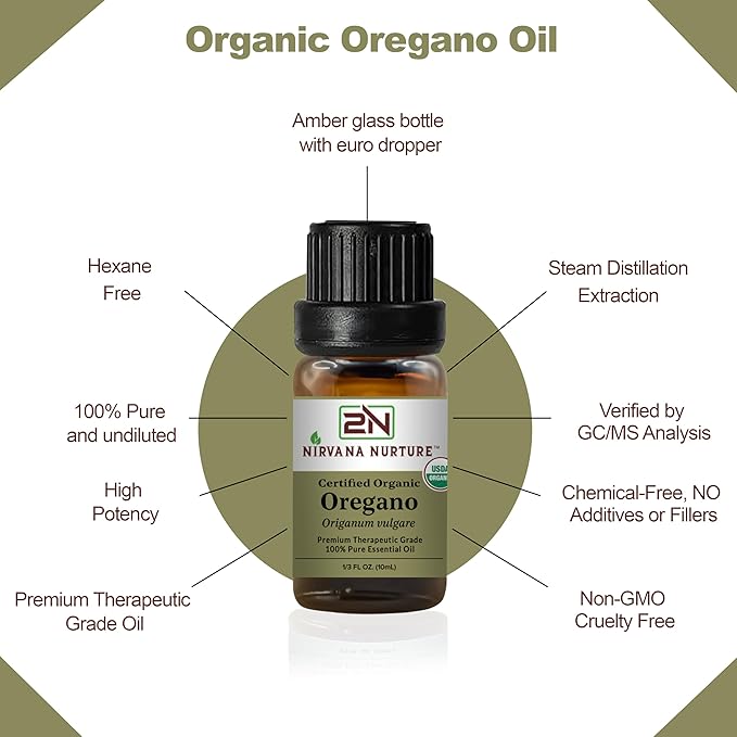 Oregano Essential Oil USDA Certified Organic, 100% Pure Natural Premium Grade, Undiluted