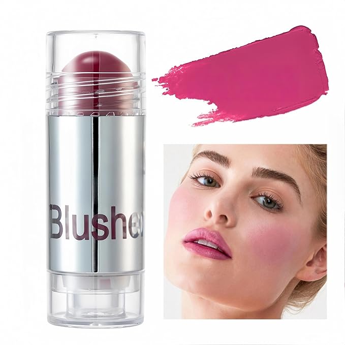 8 Color Multi-use Face Cream Blush Stick for Cheeks, Hydrating Long Lasting Makeup Blush Highlighter Stick for Cheeks Eyes Lips for Women(06)