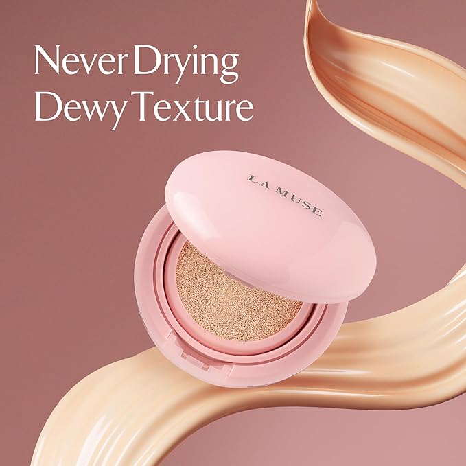 LA MUSE Glow Cushion Foundation No.20 Pure Ivory | Matches Your Skin Tone Perfectly | 65% Hyaluronic Acid Formula Moisturizes Dry Skin | Natural Radiant Glow, Smooth Texture | Light to Medium Coverage