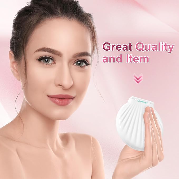 Compact Makeup Mirror for Purse, Travel Compact Mirror Magnification 2x/1x, Travel Vanity Mirror Mini Hand Mirror Magnifying Mirror Portable, Lightweight & Shatterproof, White