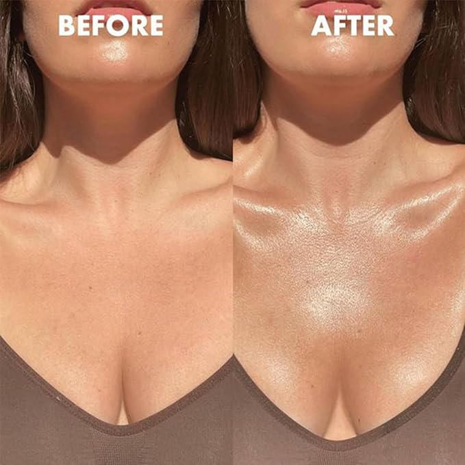 PHOERA Body Shimmer Oil,Waterproof Long Lasting Moisturizing Body Luminizer Glow, Illuminator Highlighter for Face with Makup Bursh, 1oz/Jars(2PCS 103 Glistening Bronze)