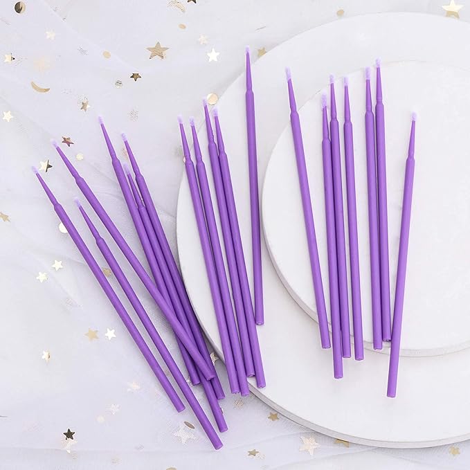 Tbestmax 500 Pcs Micro Applicator Brush Micro Swabs, Disposable Eye Lashes Mascara Wands for Eyelash Extension Purple