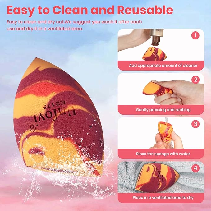 Tri Color Makeup Sponge, Low Absorption Latex Free Soft Makeup Sponges For Foundation,7pcs Beauty Sponge Blender for Power&Cream,Liquid (Multicolor)